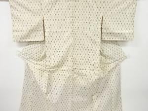 アンティーク　縞に抽象模様織り出し越後伝承紬着物